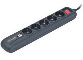 Gembird Power Strip USB x2 Black 1.5m