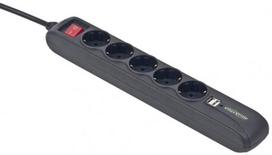 usb ilgintuvas 5m - Gembird Power Strip USB x2 Black 1.5m - 2 nuotrauka