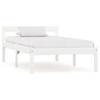 Lova VLX Solid Pine Wood 283184, balta, 206x96 cm, su grotelėmis
