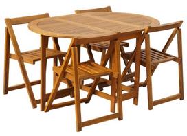 lauko baldai 4 vietu - Lauko baldų komplektas VLX Folding Outdoor Dining Set 45594, rudas, 4 vietų - 1 nuotrauka