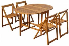 lauko baldai 4 vietu - Lauko baldų komplektas VLX Folding Outdoor Dining Set 45594, rudas, 4 vietų - 2 nuotrauka