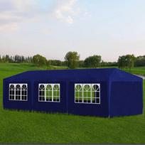 Mėlyna proginė palapinė su 8 sienelėmis, 9 x 3 x 2,5 m