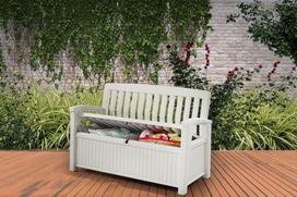 senukai.lt lauko suoliukai - Suoliukas Keter Patio Storage Bench, balta, 61.2 cm x 132.7 cm x 89.5 cm - 3 nuotrauka