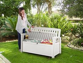 senukai.lt lauko suoliukai - Suoliukas Keter Patio Storage Bench, balta, 61.2 cm x 132.7 cm x 89.5 cm - 4 nuotrauka