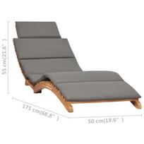 gultas vidaxl - Gultas VLX Folding Sun Lounger, pilkas, 175 cm x 50 cm x 55 cm - 11 nuotrauka