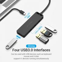2 usb power adapteris - Vention USB-C to USB3.0 x 4 Hub with Power Supply Black, OACVNTTGKBB - 1 nuotrauka