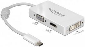 hdmi type c laidas - Delock 63924 USB Type-C To VGA / HDMI / DVI Adapter Female White - 2 nuotrauka