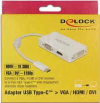 hdmi type c laidas - Delock 63924 USB Type-C To VGA / HDMI / DVI Adapter Female White - 3 nuotrauka