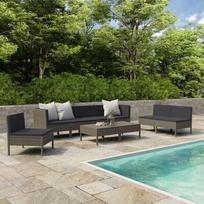 lauko baldai 7 vietos - Lauko baldų komplektas VLX Garden Lounge Set Poly Rattan, pilkas, 7 vietų - 8 nuotrauka