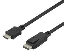 hdmi to displayport kabelis - DELTACO DisplayPort į HDMI laidas, 4K UHD, 3m, juodas / DP-3030-K / 00110013 - 1 nuotrauka