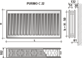 Pirkti Radiatorius Purmo Compact C 22, 600-2000, pajungimas šone - Photo 1