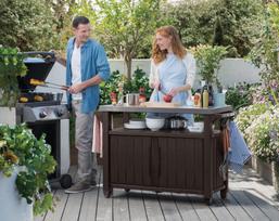 keter stalas - Lauko stalas Keter Barbecue Prep n' Serve 207L Brown, 134 x 52 x 90 cm - 4 nuotrauka