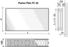 22 radiatoriai - Radiatorius PURMO FC 22, 500-1100, pajungimas šone - 2 nuotrauka