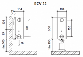 22 radiatoriai - Radiatorius PURMO RCV 22 200-, 700, pajungimas apačioje (be laikiklių) - 2 nuotrauka