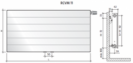 Pirkti Radiatorius PURMO RCVM 11, 500-1200, pajungimas apačioje per vidurį - Photo 1