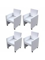 dirbtines odos kedes 4 - Valgomojo kėdė VLX Dining Chairs 4 pcs, balta, 4 vnt. - 1 nuotrauka