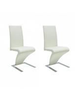2vnt baltos dirbtine - Valgomojo kėdė VLX Faux Leather 240043, balta, 2 vnt. - 2 nuotrauka