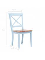 kauciukmedis - Valgomojo kėdė VLX Solid Rubber Wood 247360, pilka/šviesiai ruda, 2 vnt. - 7 nuotrauka