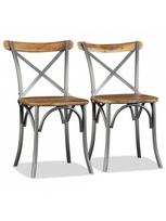 kede mango - Valgomojo kėdė VLX Solid Mango Wood 244592, įvairių spalvų, 2 vnt. - 3 nuotrauka