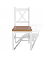 kede balta medine - Valgomojo kėdė VLX Dining Chairs 241513, ruda/balta, 4 vnt. - 2 nuotrauka