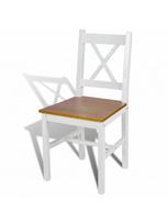 kede balta medine - Valgomojo kėdė VLX Dining Chairs 241513, ruda/balta, 4 vnt. - 3 nuotrauka