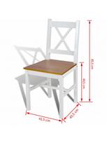 kede balta medine - Valgomojo kėdė VLX Dining Chairs 241513, ruda/balta, 4 vnt. - 5 nuotrauka