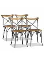 Valgomojo kėdė VLX Solid Mango Wood 274882, pilka/šviesiai ruda, 4 vnt.