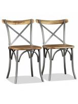 kede mango - Valgomojo kėdė VLX Solid Mango Wood 274882, pilka/šviesiai ruda, 4 vnt. - 2 nuotrauka