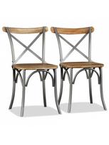 kede mango - Valgomojo kėdė VLX Solid Mango Wood 274882, pilka/šviesiai ruda, 4 vnt. - 4 nuotrauka