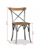 kede mango - Valgomojo kėdė VLX Solid Mango Wood 274882, pilka/šviesiai ruda, 4 vnt. - 8 nuotrauka