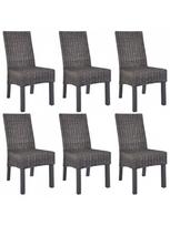 Valgomojo kėdė VLX Kubu Rattan & Mango Wood 275468, ruda/pilka, 6 vnt.