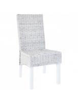 Valgomojo kėdė VLX Kubu Rattan & Mango Wood 275466, balta/pilka, 6 vnt.