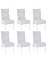 kede mango - Valgomojo kėdė VLX Kubu Rattan & Mango Wood 275466, balta/pilka, 6 vnt. - 2 nuotrauka