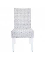 kede mango - Valgomojo kėdė VLX Kubu Rattan & Mango Wood 275466, balta/pilka, 6 vnt. - 3 nuotrauka