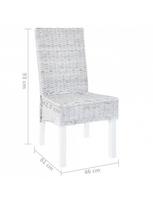 kede mango - Valgomojo kėdė VLX Kubu Rattan & Mango Wood 275466, balta/pilka, 6 vnt. - 8 nuotrauka