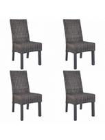 kede mango - Valgomojo kėdė VLX Kubu Rattan & Mango Wood 275467, ruda/pilka, 4 vnt. - 3 nuotrauka