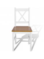 kede balta medine - Valgomojo kėdė VLX Dining Chairs 271497, ruda/balta, 6 vnt. - 2 nuotrauka