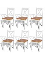 kede balta medine - Valgomojo kėdė VLX Dining Chairs 271497, ruda/balta, 6 vnt. - 3 nuotrauka