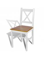 kede balta medine - Valgomojo kėdė VLX Dining Chairs 271497, ruda/balta, 6 vnt. - 4 nuotrauka