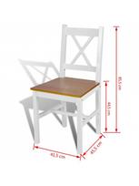 kede balta medine - Valgomojo kėdė VLX Dining Chairs 271497, ruda/balta, 6 vnt. - 5 nuotrauka