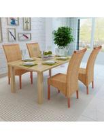 ratano kedes - Valgomojo kėdė VLX Dining Chairs 274202, ruda, 4 vnt. - 3 nuotrauka