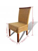 ratano kedes - Valgomojo kėdė VLX Dining Chairs 274202, ruda, 4 vnt. - 7 nuotrauka