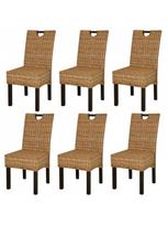 kede mango - Valgomojo kėdė VLX Kubu Rattan & Mango Wood 274361, ruda, 6 vnt. - 4 nuotrauka