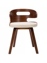 Valgomojo kėdė VLX Wood and Faux Leather, tamsiai ruda/kreminė, 2 vnt.
