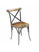 Valgomojo kėdė VLX Dining Chairs Solid Reclaimed Wood, sidabro, 4 vnt.