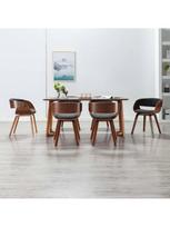 islenkta mediena - Valgomojo kėdė VLX Bent Wood 278861, pilka/tamsiai ruda, 6 vnt. - 2 nuotrauka