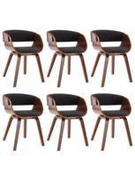 islenkta mediena - Valgomojo kėdė VLX Bent Wood 278861, pilka/tamsiai ruda, 6 vnt. - 3 nuotrauka