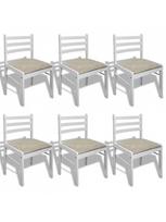 kede balta medine - Valgomojo kėdė VLX Dining Chairs, balta, 6 vnt. - 2 nuotrauka