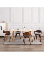 islenkta mediena - Valgomojo kėdė VLX Dining Chairs, ruda/pilka, 6 vnt. - 1 nuotrauka
