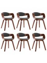 islenkta mediena - Valgomojo kėdė VLX Dining Chairs, ruda/pilka, 6 vnt. - 2 nuotrauka